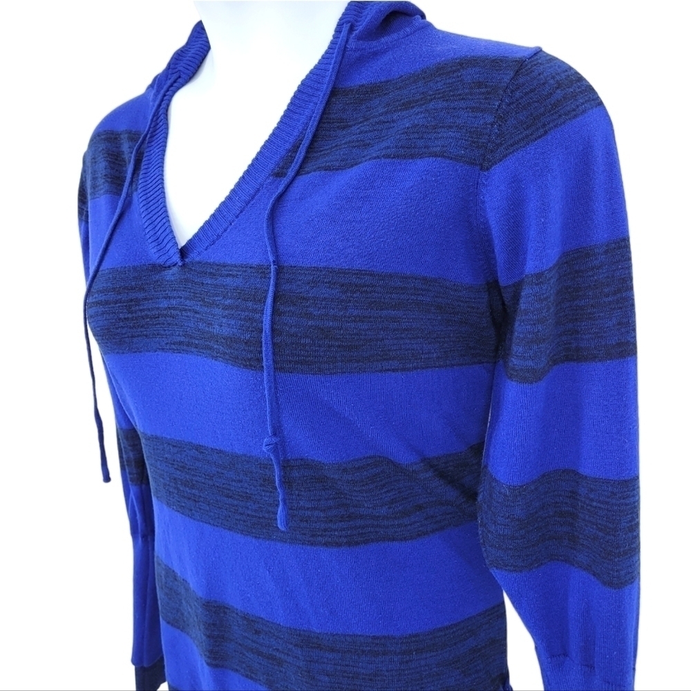 Pina Rossi Hooded Lightweight Blue‎ & Black Striped Long Sleeve Sweater Size XL